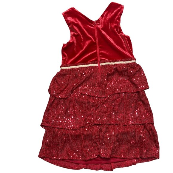 Three Pink Hearts Red Sequin Dress Girls Size Large New - Picture 2 of 5